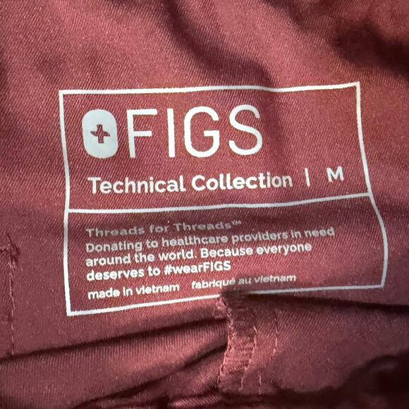 Figs Technical Collection Maroon Red Burgundy Pisco Basic Men's Scrub Pants Sz M - Picture 4 of 12